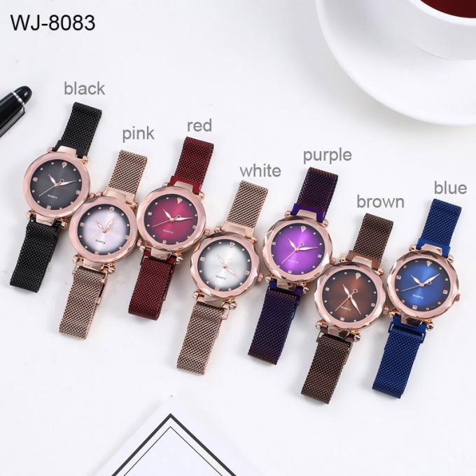 Reloj inoxidable de la malla de la banda de acero de la nueva de la moda WJ-8460 de la flor del reloj de las señoras China de la fábrica caja de la aleación